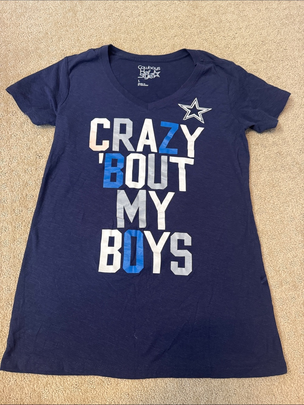Crazy 'Bout My Boys Navy woman’s T-Shirt - Dallas Cowboys NFL